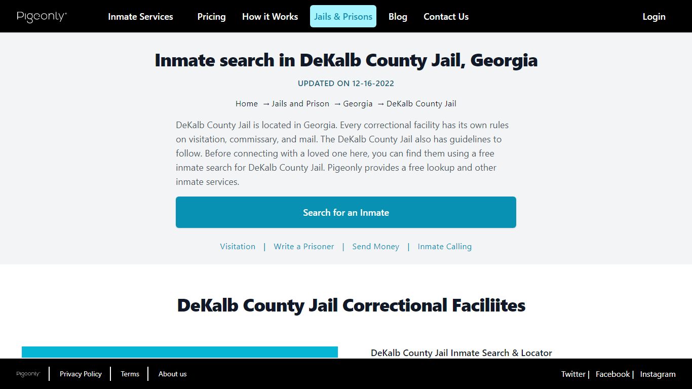 Inmate Search DeKalb County Jail, Georgia | Pigeonly