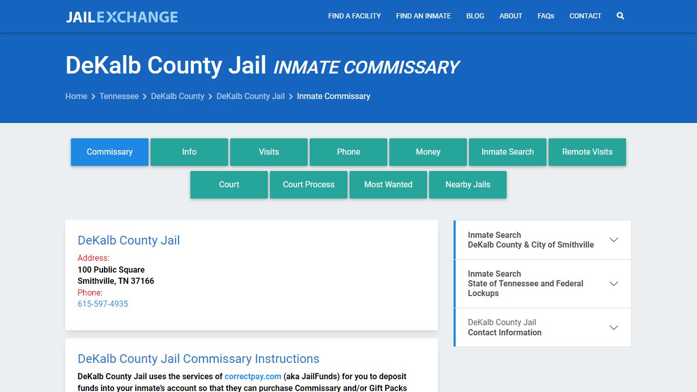 Inmate Commissary, Care Packs - DeKalb County Jail, TN