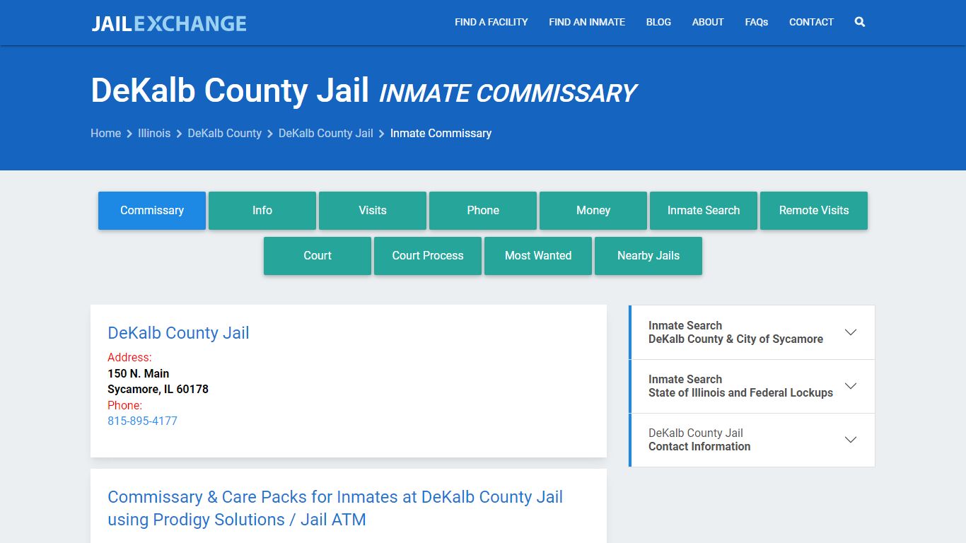 Inmate Commissary, Care Packs - DeKalb County Jail, IL